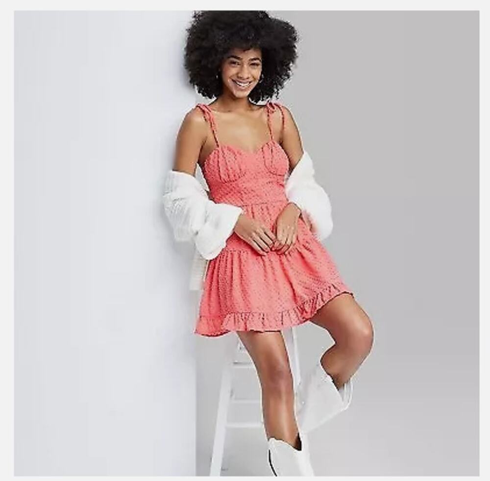 Corset Babydoll Chenille Mini Dress Pink Sz Small NWT -Wild Fable-